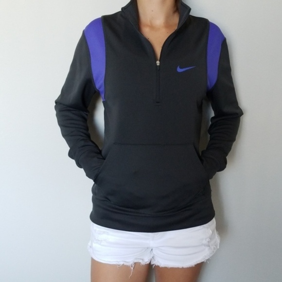 Nike Sweaters - Nike | Half Zip Pullover Sweater Dark Gray//Purple